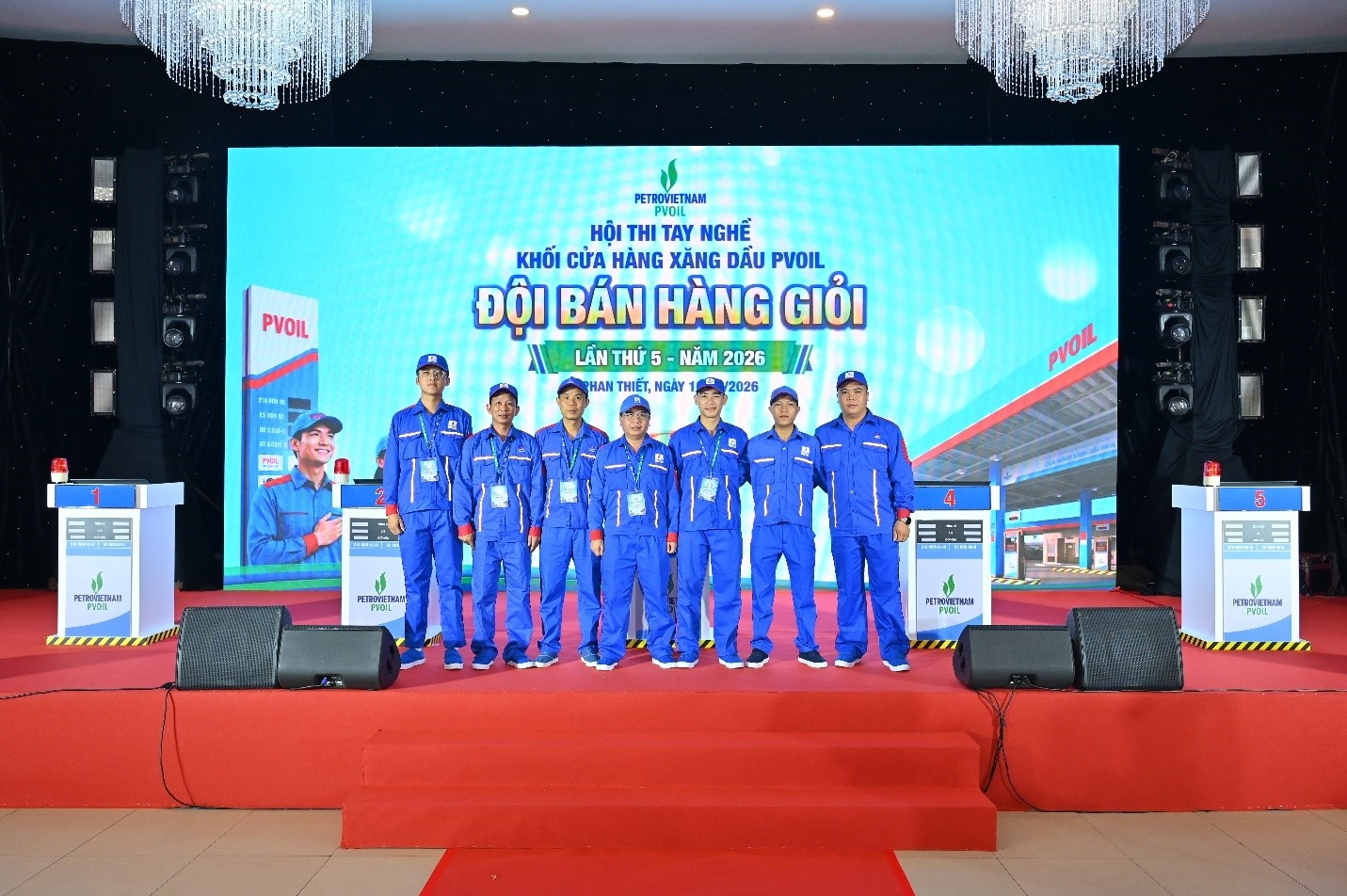 Đội PVOIL Thanh Hóa với 5 thành viên chính thức và 2 thành viên dự bị tại Hội thi tay nghề khối CHXD PVOIL lần thứ 5 - năm 2026