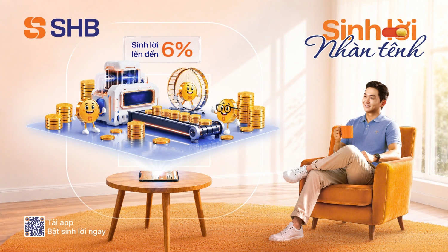 SHB ra mắt tính năng “Sinh lời nhàn tênh”, giúp khách hàng tối ưu dòng tiền nhàn rỗi, gia tăng hiệu quả sinh lời. SHB ra mắt tính năng “Sinh lời nhàn tênh”, giúp khách hàng tối ưu dòng tiền nhàn rỗi, gia tăng hiệu quả sinh lời.