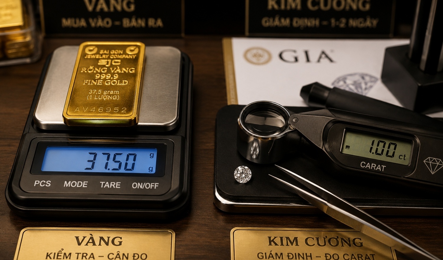 Giá trị của vàng, bạc và kim cương được xác nhận lúc mua hay lúc bán?