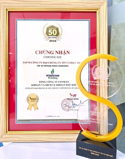PV Drilling được vinh danh Top 50 Công ty Đại chúng uy tín và hiệu quả năm 2026 PV Drilling được vinh danh Top 50 Công ty Đại chúng uy tín và hiệu quả năm 2026