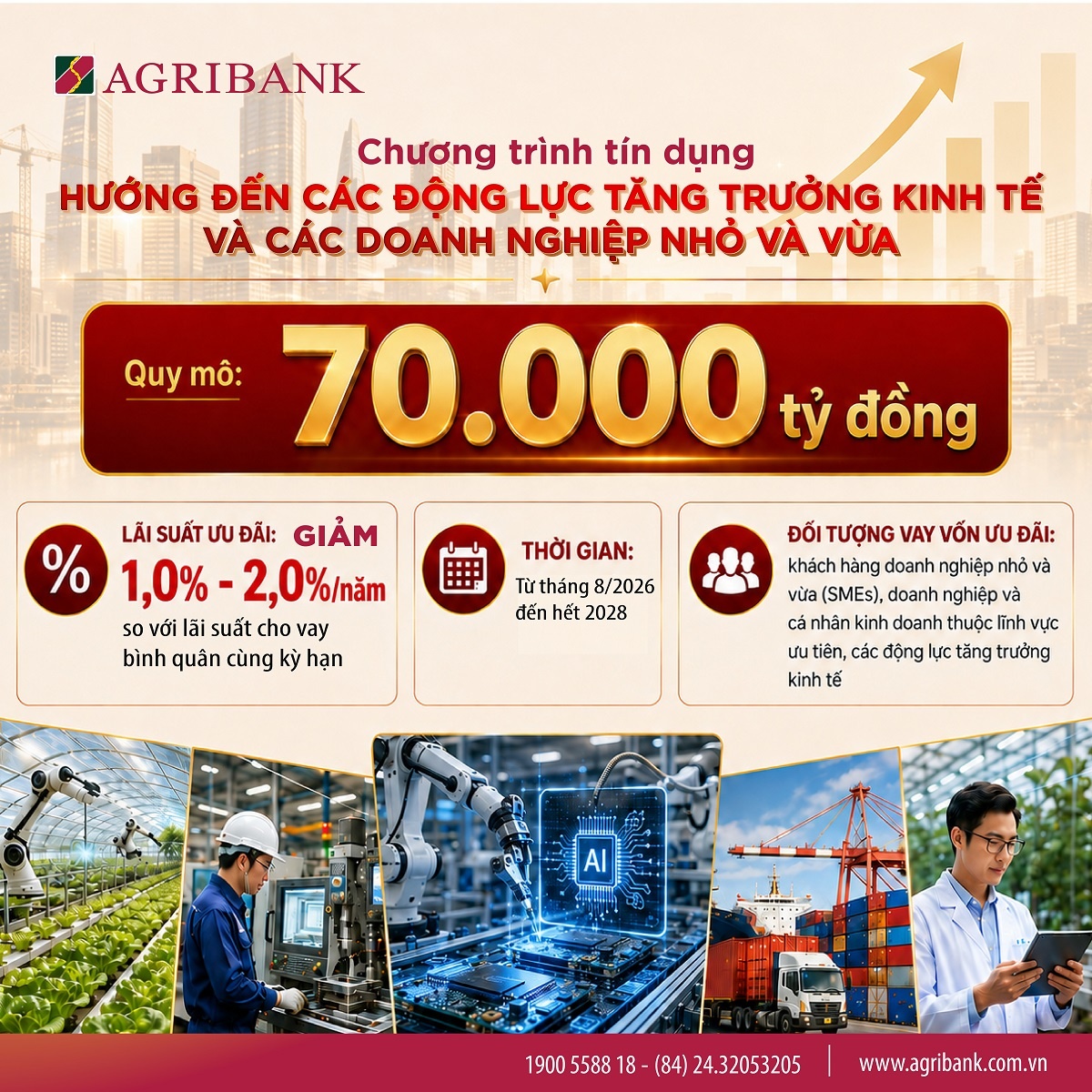 Agribank dành 70.000 tỷ đồng tạo động lực tăng trưởng kinh tế