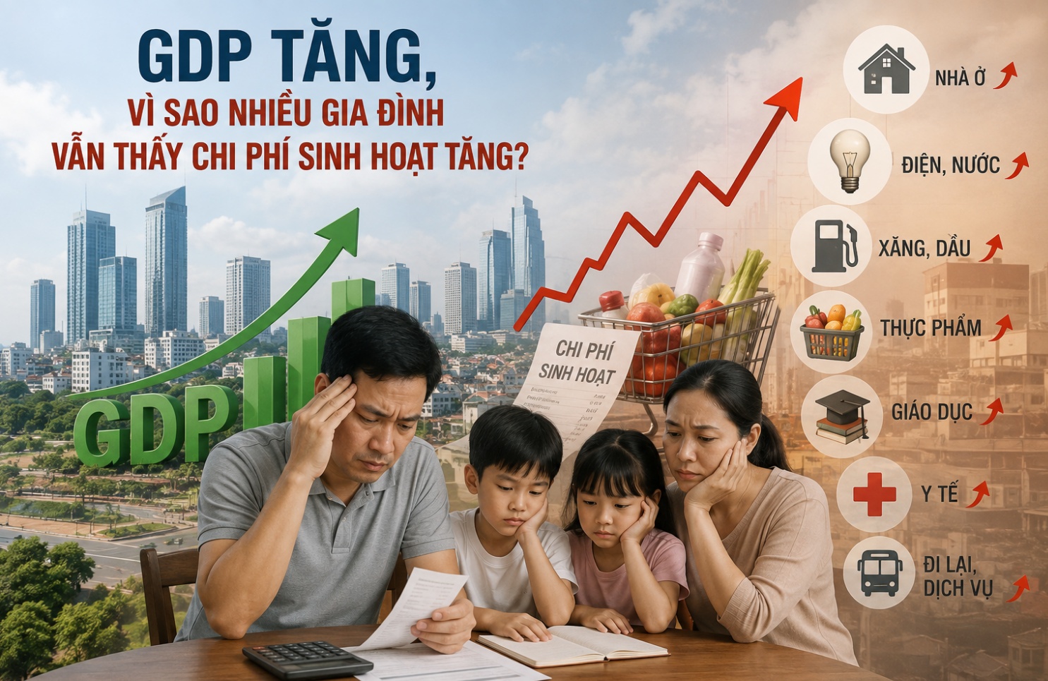 GDP tăng, vì sao chi phí sinh hoạt vẫn là bài toán lớn?