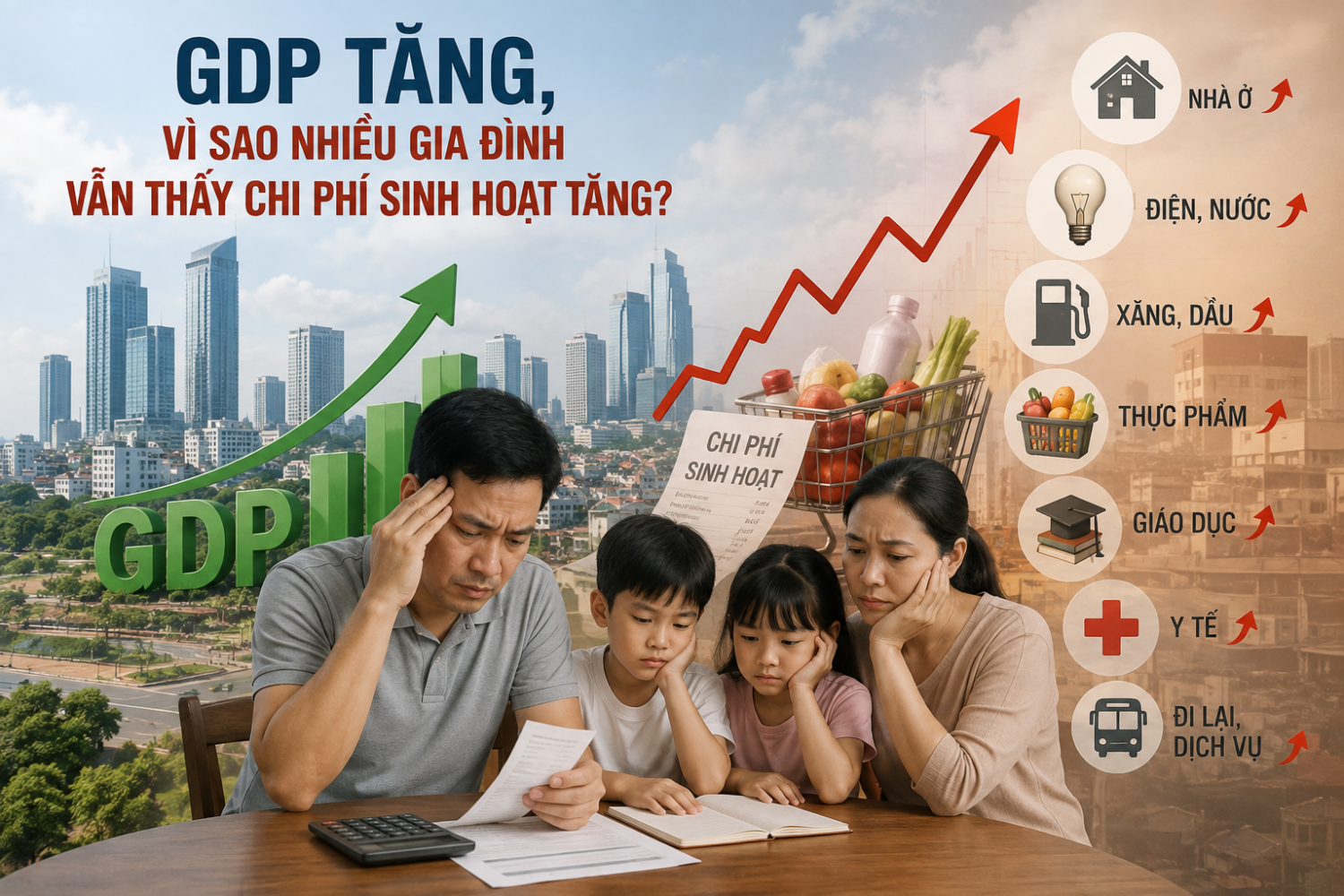 GDP tăng, vì sao chi phí sinh hoạt vẫn là bài toán lớn?