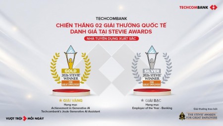 Techcombank giành “cú đúp” giải thưởng quốc tế Stevie® Awards for Great Employers 2026