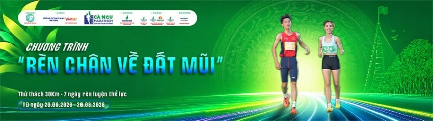 Cà Mau Marathon 2026 mở thử thách chạy online 30 km trong 7 ngày, miễn phí tham gia và tặng bib 0đ Cà Mau Marathon 2026 mở thử thách chạy online 30 km trong 7 ngày, miễn phí tham gia và tặng bib 0đ