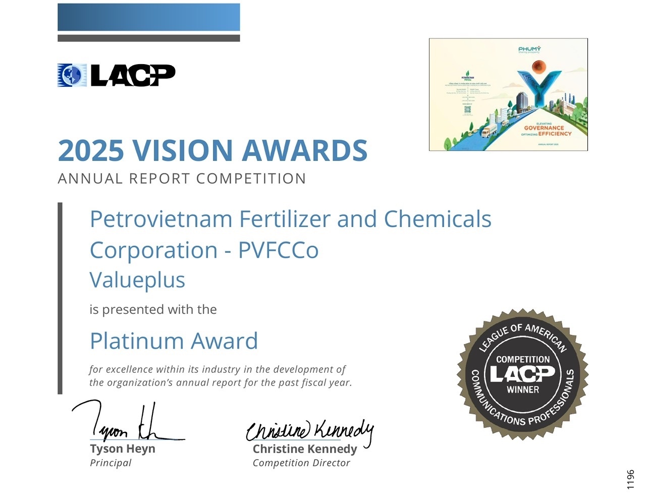 PVFCCo - Phú Mỹ xếp hạng Nhì toàn cầu, giành 2 giải bạch kim tại LACP 2025 Vision Awards (Hoa Kỳ) PVFCCo - Phú Mỹ xếp hạng Nhì toàn cầu, giành 2 giải bạch kim tại LACP 2025 Vision Awards (Hoa Kỳ)