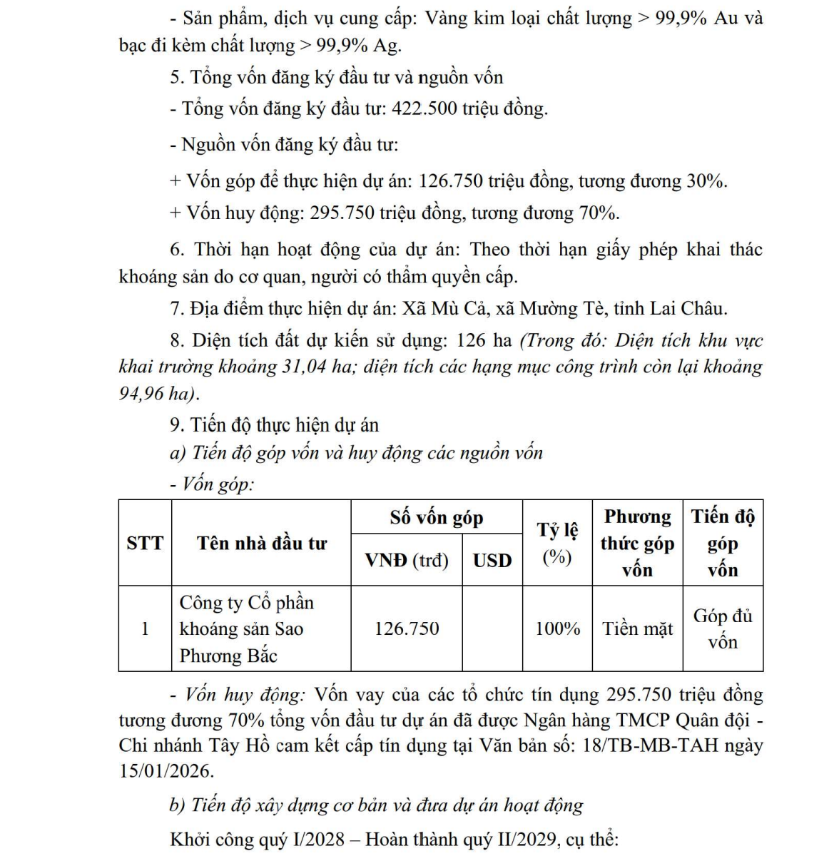 Chuẩn bị triển khai dự án khai thác mỏ có trữ lượng vàng khoảng 1.584 kg