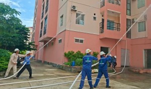 Thực tập phương án PCCC, đảm bảo vận hành an toàn Khu nhà ở và dịch vụ của CBCNV NMLD Dung Quất