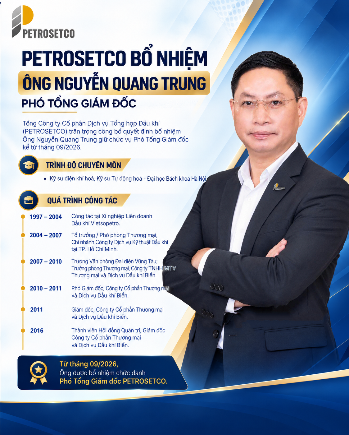 PETROSETCO trao quyết định bổ nhiệm Phó Tổng Giám đốc