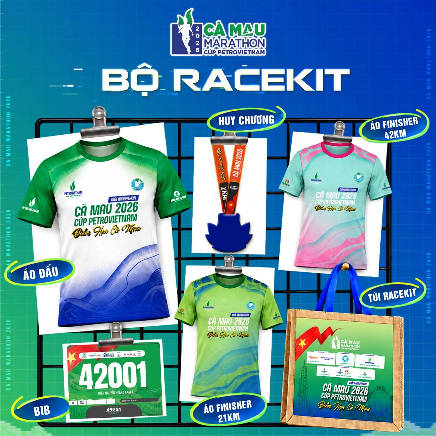 Racekit Cà Mau Marathon 2026 - Cúp PETROVIETNAM: Hành trang về Đất Mũi