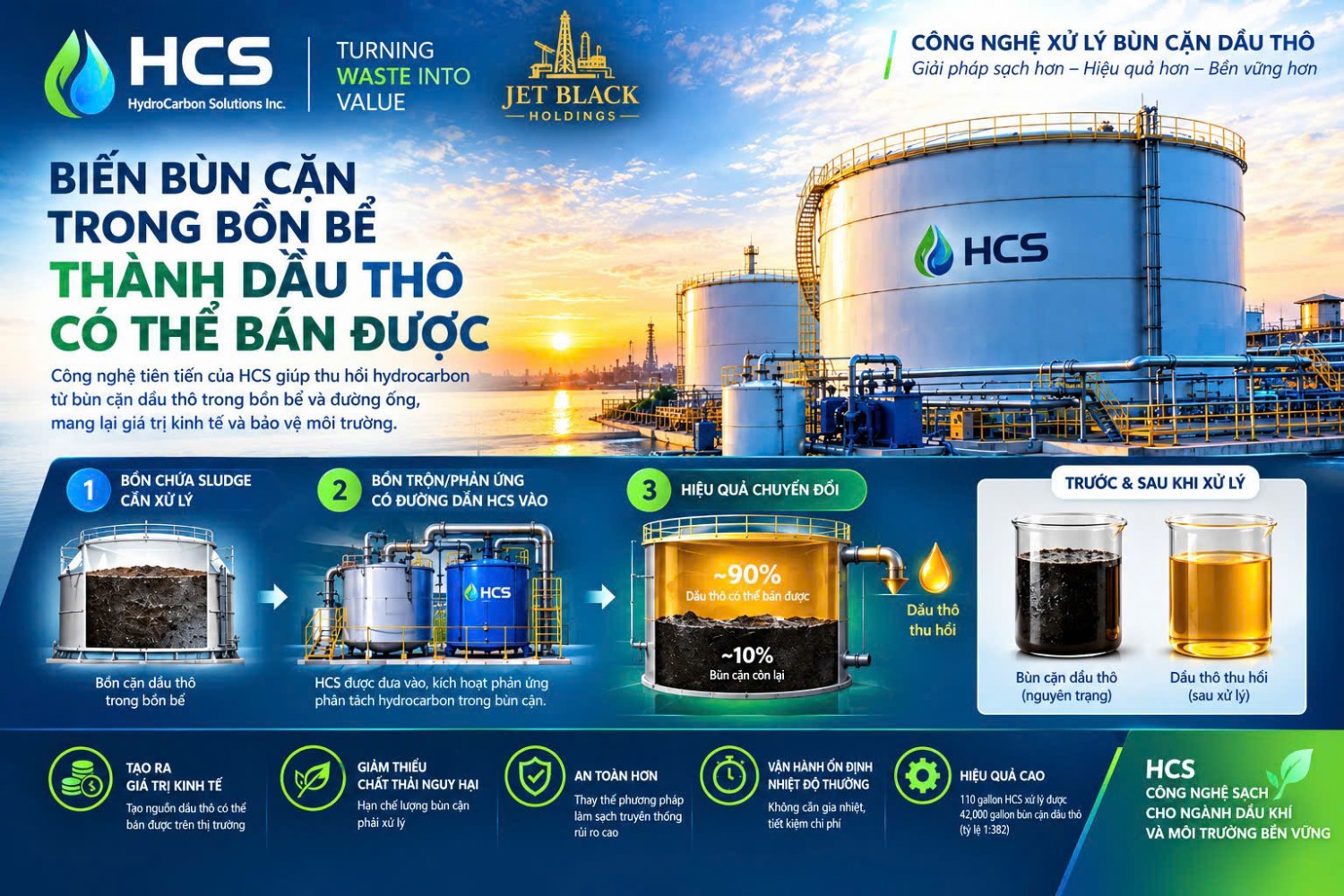 Công nghệ HCS hướng tới thu hồi hydrocarbon mắc kẹt trong bùn dầu Công nghệ HCS hướng tới thu hồi hydrocarbon mắc kẹt trong bùn dầu