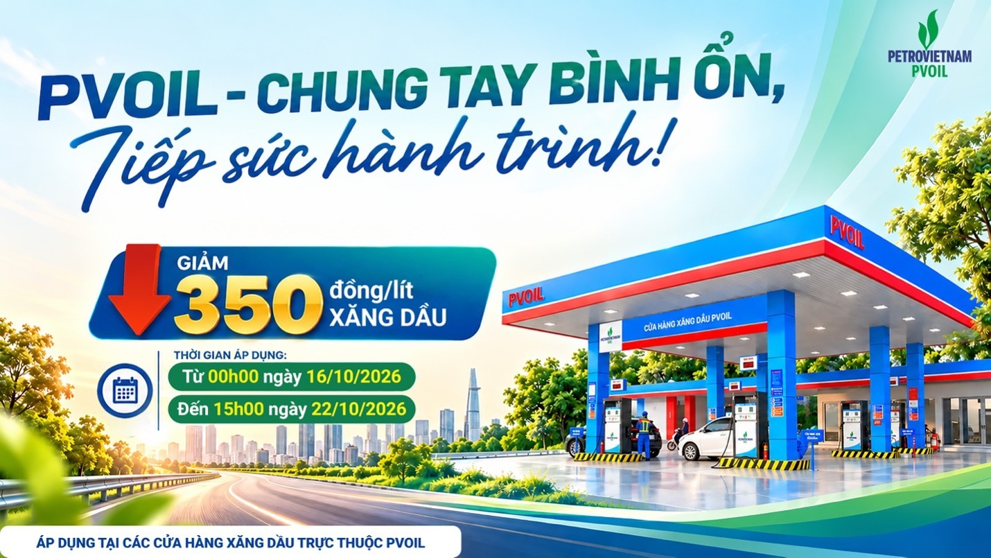 PVOIL giảm giá 350 đồng/lít xăng dầu tại 1.100 cửa hàng trên toàn quốc PVOIL giảm giá 350 đồng/lít xăng dầu tại 1.100 cửa hàng trên toàn quốc