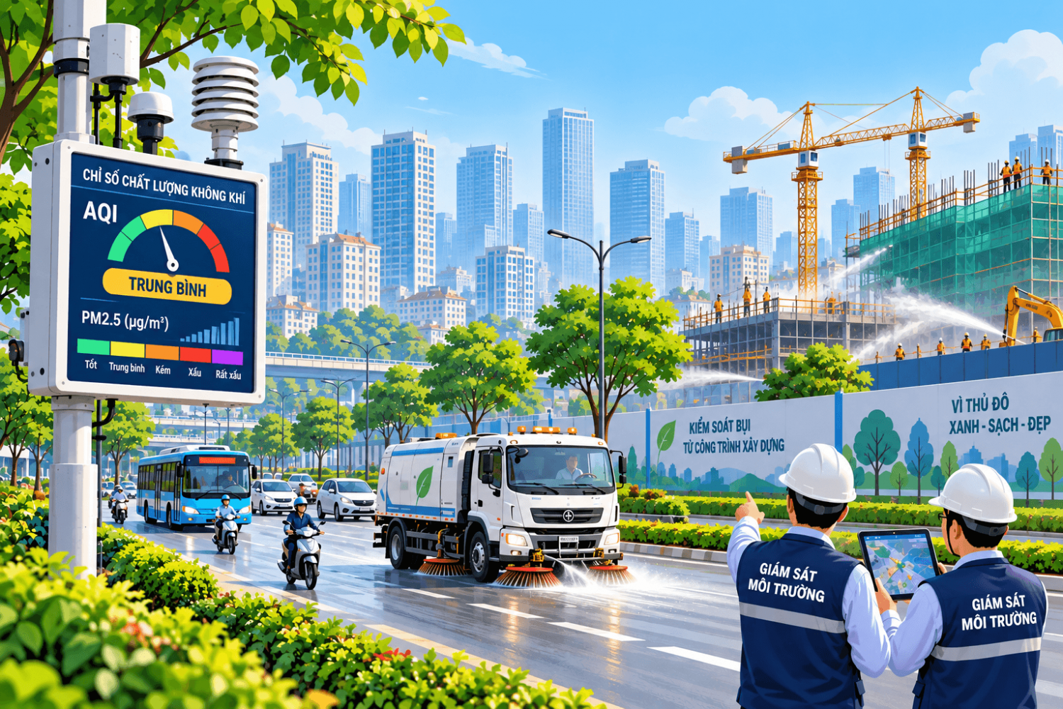 Hà Nội kiểm soát ô nhiễm không khí bằng cảm biến, camera, AI Hà Nội kiểm soát ô nhiễm không khí bằng cảm biến, camera, AI