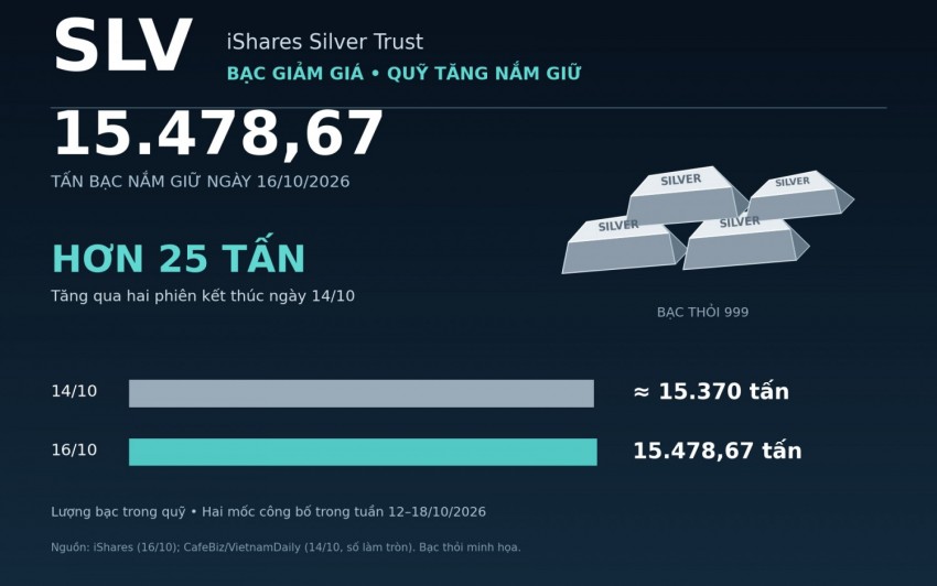 Dòng tiền “bắt đáy” qua quỹ bạc lớn nhất thế giới SLV