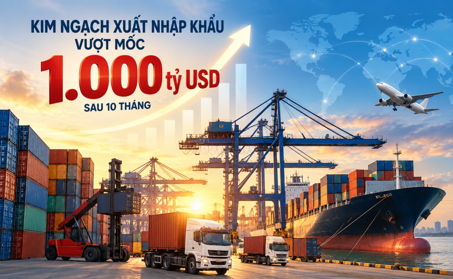 Xuất nhập khẩu hàng hóa vượt mốc 1.000 tỷ USD sau 10 tháng