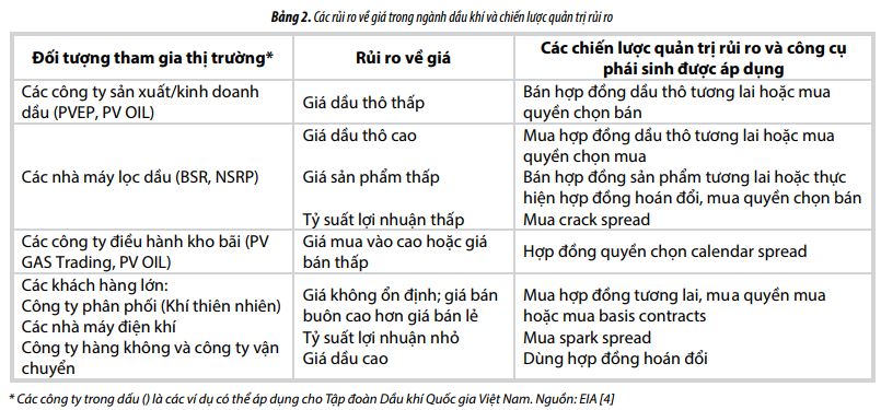 cac cong cu phat sinh va kha nang ap dung cho cac doanh nghiep viet nam hoat dong trong linh vuc dau khi