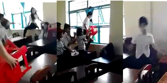 [VIDEO] Nhóm nữ sinh lớp 7 đánh bạn u não, điếc tai?