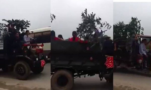 [VIDEO] Ngỡ ngàng với đoàn rước dâu ngụy trang xe thời chiến