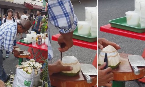 [VIDEO] Độc đáo cách gọt vỏ dừa lấy nguyên ruột mà không chảy nước