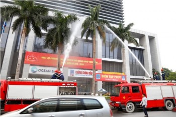 Diễn tập chữa cháy, cứu hộ tại trụ sở PVN