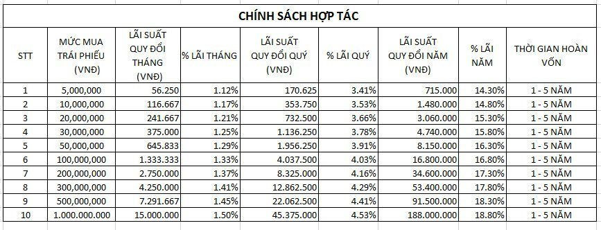 Chính sách hợp tác được nhân viên tư vấn của công ty Vsetgroup gửi đến nhà đầu tư