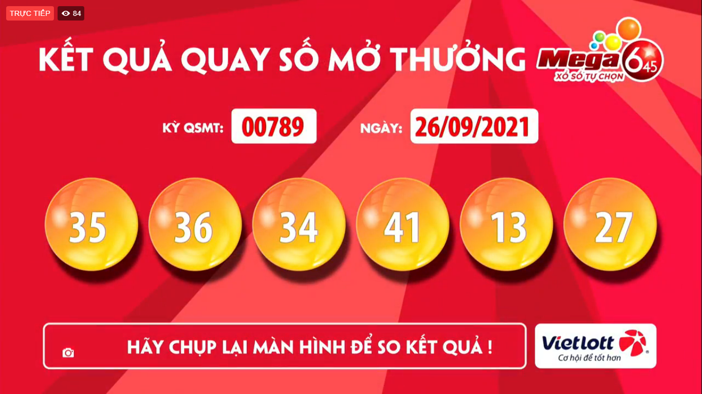 Kết quả quay số mở thưởng Vietlott ngày 26/9