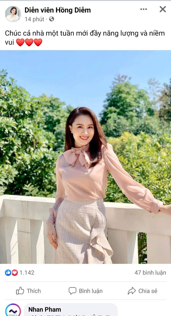 Hồng Diễm chào đón một tuần mới tràn đầy 