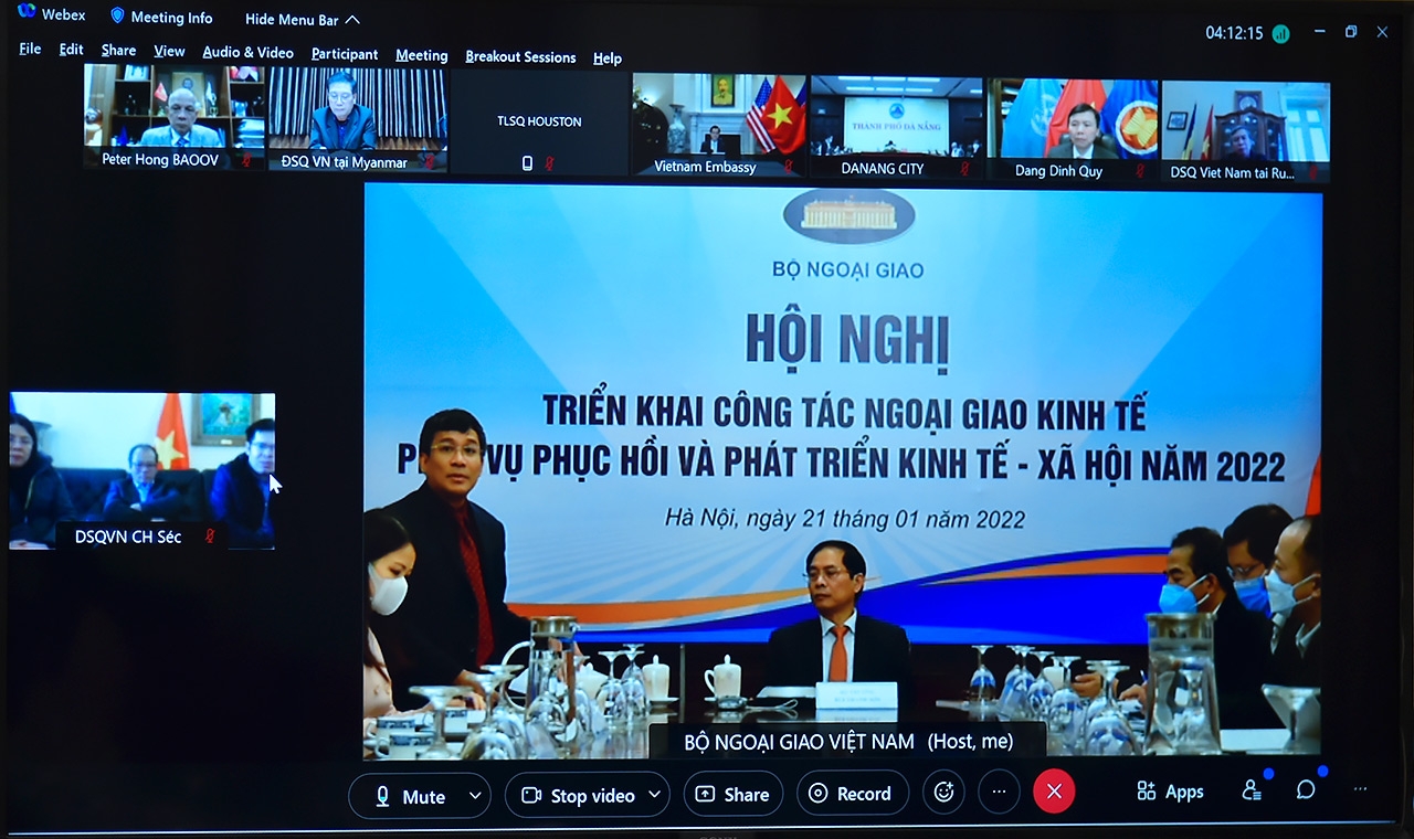 Hội nghị trực tuyến triển khai công tác ngoại giao kinh tế năm 2022 phục vụ phục hồi và phát triển kinh tế - xã hội