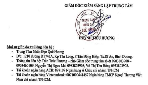 Phong tỏa do Covid-19, Trung tâm nhân đạo Quê Hương (Bình Dương) khẩn khoản sự giúp đỡ
