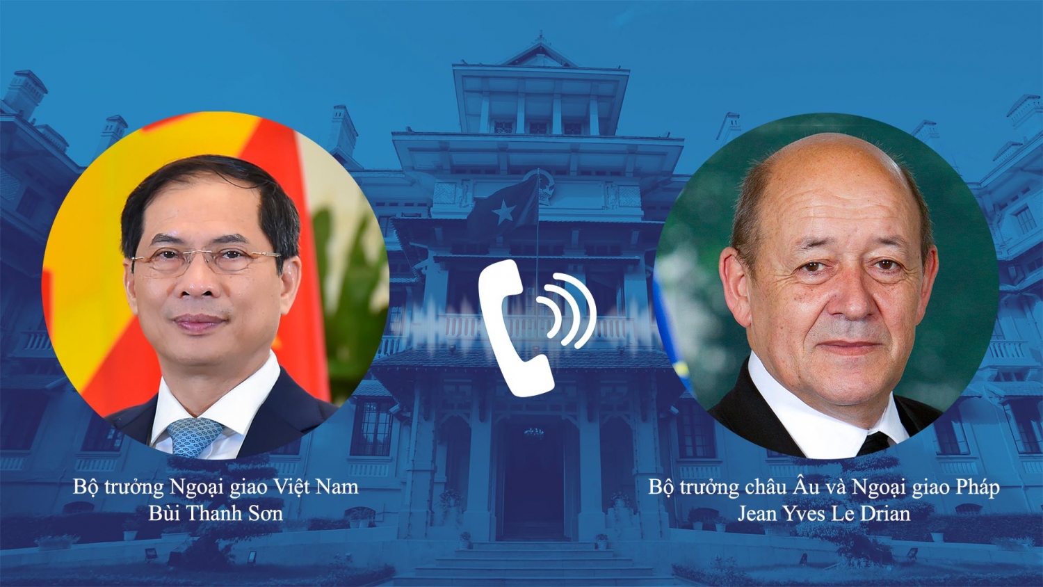 Bộ trưởng Ngoại giao Bùi Thanh Sơn điện đàm với Bộ trưởng châu Âu và Ngoại giao Pháp Jean Yves Le Drian
