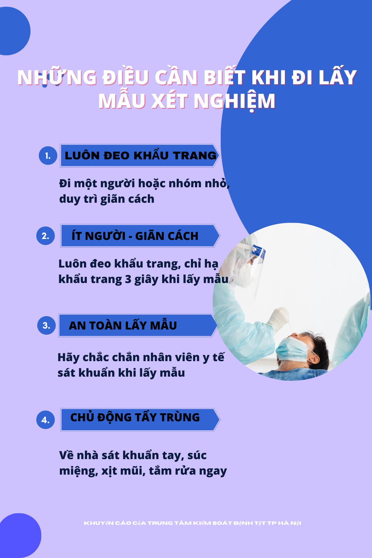 Tuân thủ 4 bước để tránh lây nhiễm chéo khi đi lấy mẫu xét nghiệm