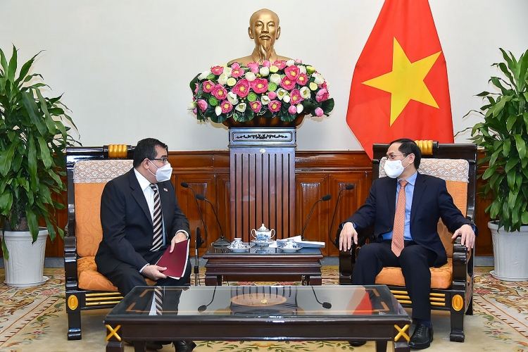 Bộ trưởng Ngoại giao Bùi Thanh Sơn tiếp Đại sứ Panama chào xã giao