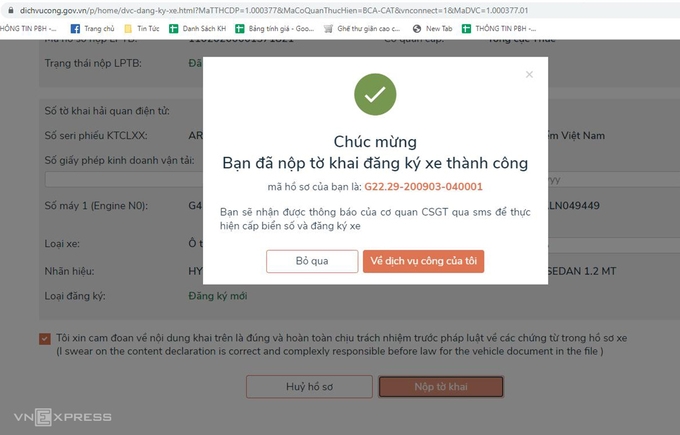Người dân tiết kiệm nửa ngày làm việc khi đăng ký xe trực tuyến   VnExpress