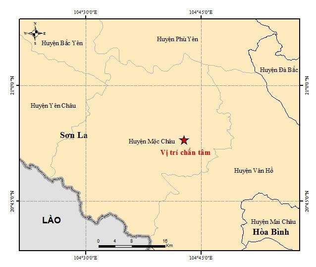 Sơn La: Động đất 3,2 độ gây rung lắc tại Mộc Châu