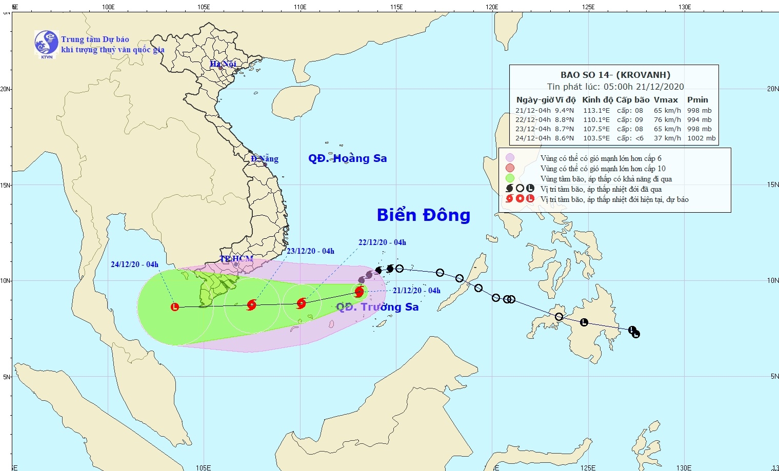 Bão số 14 mạnh thêm trên Biển Đông, cảnh báo biển động, gió giật mạnh