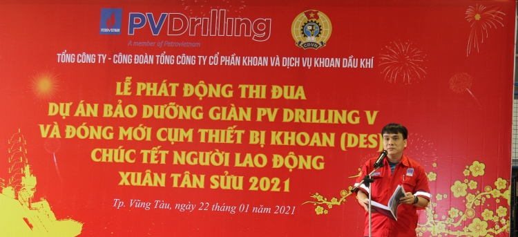 PV Drilling phát động thi đua cao điểm dự án đóng mới cụm thiết bị khoan (DES) và bảo dưỡng/tái khởi động giàn PV DRILLING V- chúc Tết NLĐ