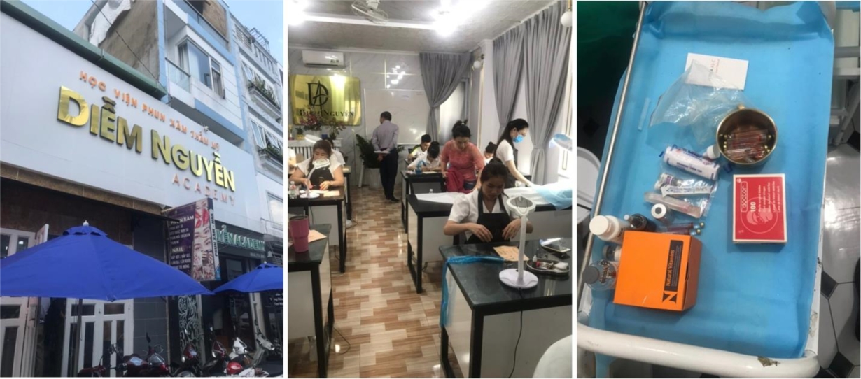 cơ sở thẩm mỹ có biển hiệu “Học viện phun xăm thẩm mỹ Diễm Nguyễn - Academy”