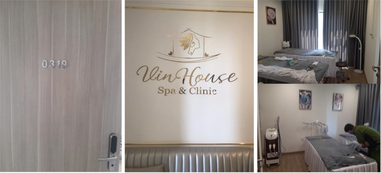 cơ sở thẩm mỹ có biển hiệu “Vin House Spa & Clinic”