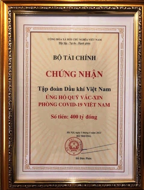 số tiền này đã được Petrovietnam chuyển toàn bộ đến tài khoản của Quỹ.