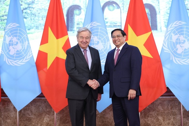 Thủ tướng Chính phủ Phạm Minh Chính tiếp Tổng Thư ký Liên hợp quốc Antonio Guterres