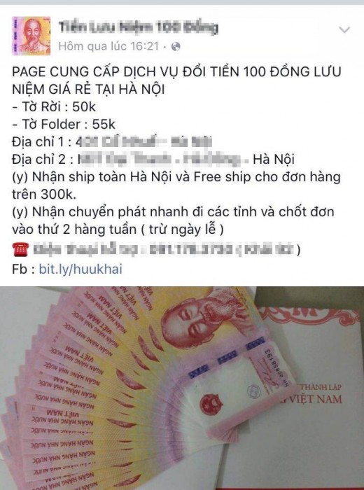 tien 100 dong luu niem ban voi gia 100000