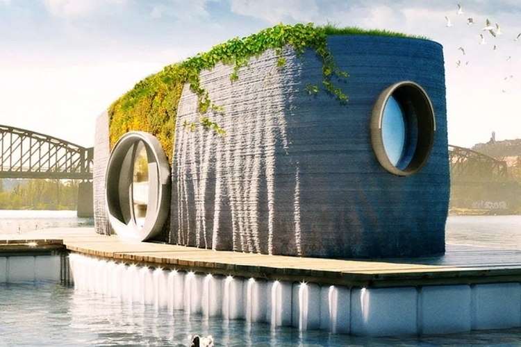 Nhà nổi xây bằng công nghệ in 3D có độ bền 100 năm