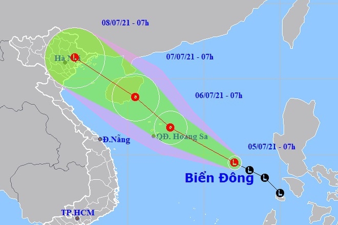 Áp thấp nhiệt đới được dự báo giữ hướng đi tây bắc và vận tốc 20 km/h, di chuyển về phía vịnh Bắc Bộ.