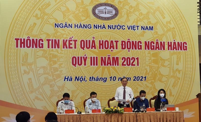 Ông Đào Minh Tú, Phó Thống đốc Ngân hàng Nhà nước phát biểu tại buổi thông tin