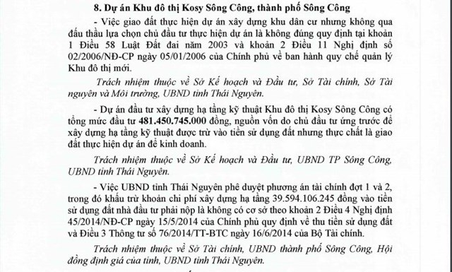 Nhiều sai phạm tại dự án Khu đô thị Kosy Sông Công - Thái Nguyên