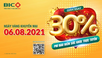 BIC giảm 30% cho khách hàng mua bảo hiểm sức khỏe trực tuyển