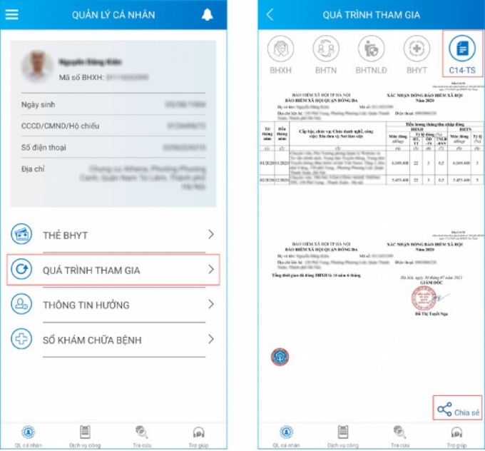 Bổ sung chức năng xem thông báo Xác nhận đóng BHXH trên ứng dụng VssID