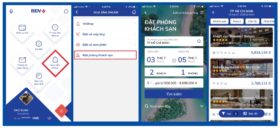 bidv smartbanking booking cuc nhanh du lich cuc da