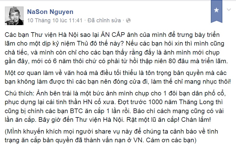 Nhân vật trong bức ảnh bị Thư viện Hà Nội “ăn cắp” lên tiếng