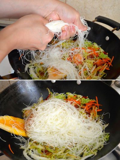 Bún xào Singapore thơm ngon